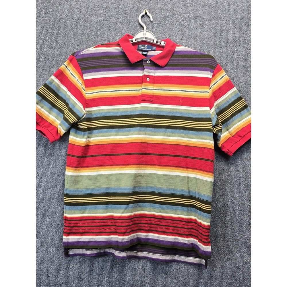 Polo Ralph Lauren Shirt Mens XLT Rainbow Striped Pony Logo Cotton Tall